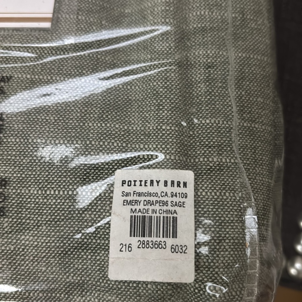 9 Pottery Barn Emery drapes, sage, new.